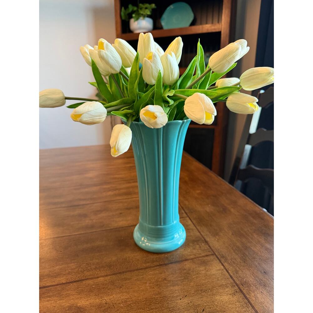 Fiesta turquoise medium vase 9.5” HLC USA ceramic flower vase Fiestaware - Picture 14 of 14
